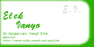 elek vanyo business card